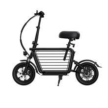 Load image into Gallery viewer, 12 Inch Tyre Urban Commuter Electric Bike Featuring Cargo Baskets and Child Seat for Family Urban Shopping with Kids and Pet